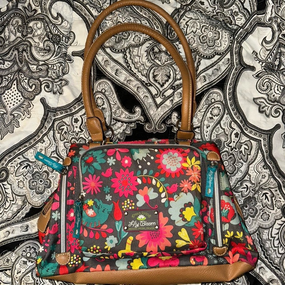Lily Bloom Red and Pink Shoulder Bag Vibrant Floral Design